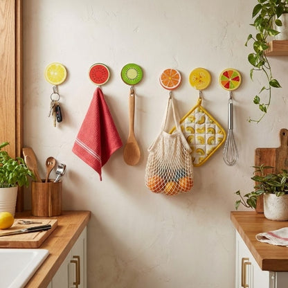 9PCs Fruits Shape Sticky Wall Hooks