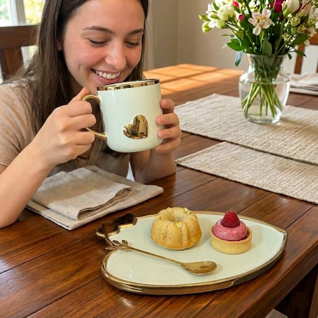 Luxury Heart-Shape Ceramic Coffee Mug