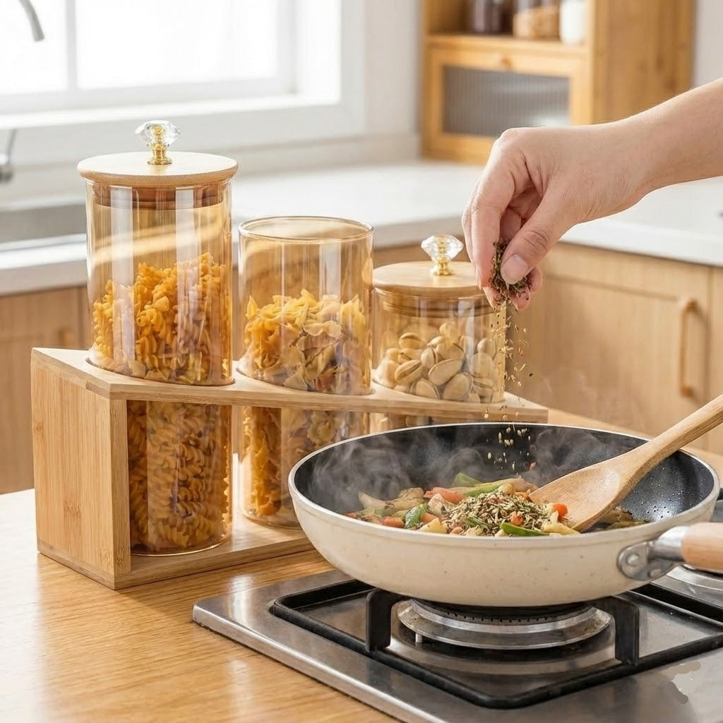 Luxury Diamond Sealed Glass Jars (3PCs)