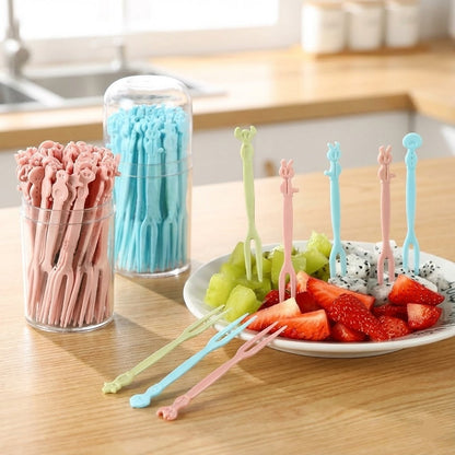 Plastic Cartoon Fruit Forks upto 40pcs