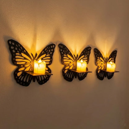 3PCs Wooden Butterfly Wall Hanging Frame