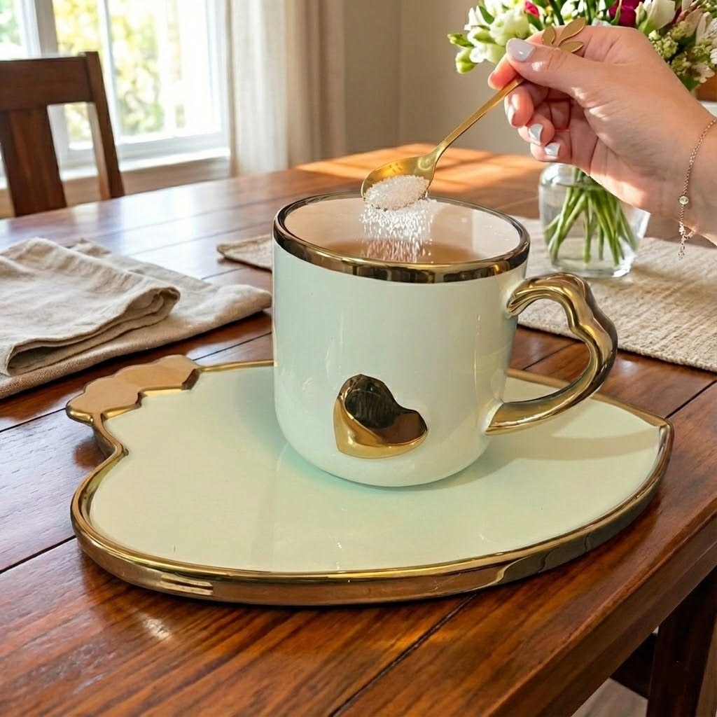 Luxury Heart-Shape Ceramic Coffee Mug