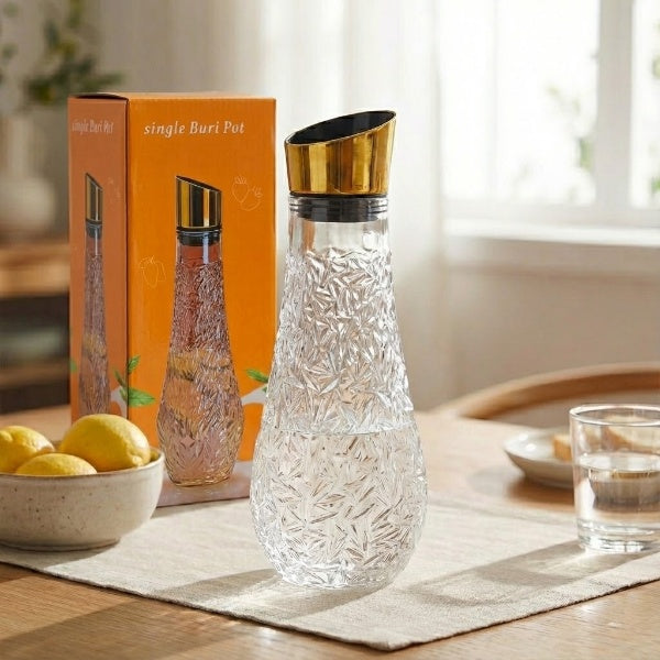 Luxury Transparent Glass Jug with Stainless Steel Lid