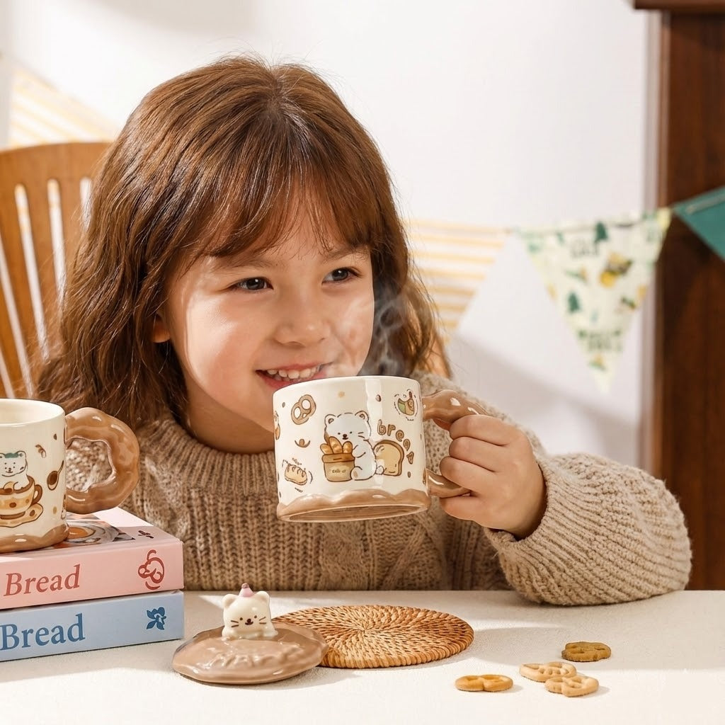 Cute Ceremic Coffee Mug with Lid