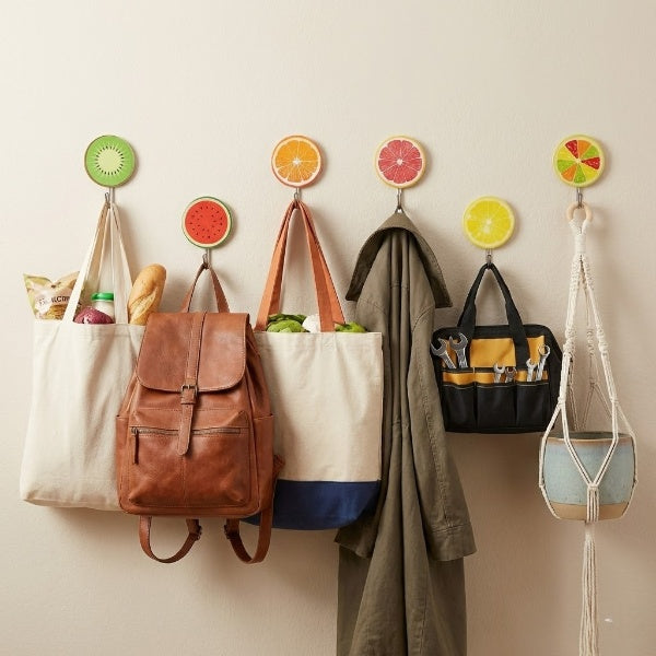 9PCs Fruits Shape Sticky Wall Hooks