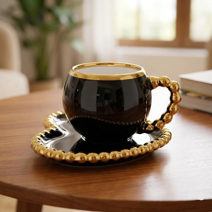 Black & Golden Ceremic Coffee Mug with Sausar
