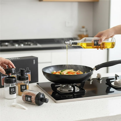 4PCs Glass Condiment Seasoning Bottle Set