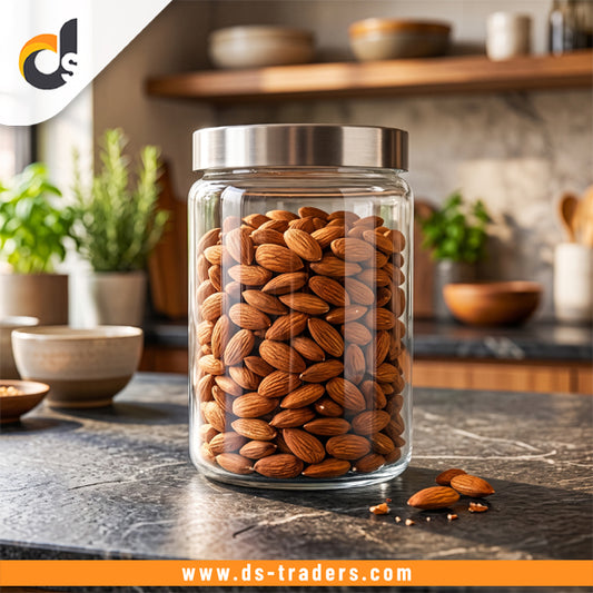 Elegant Transparent Glass Storage Jar 1.22L