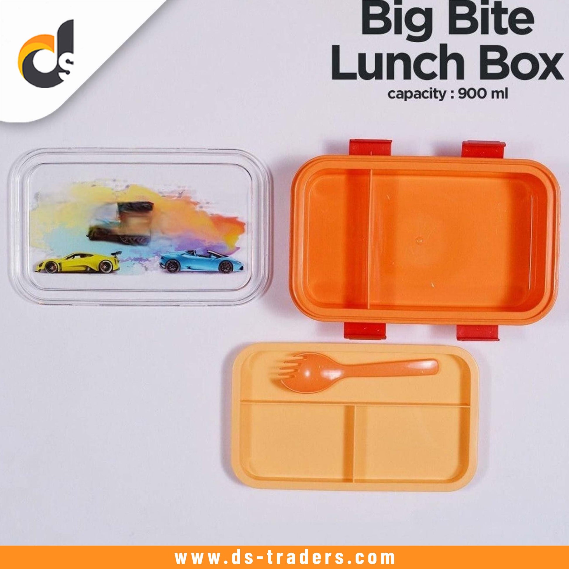 Cartoon Printed Plastic Lunchbox with Fork