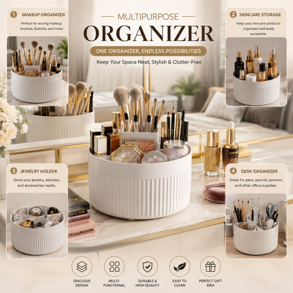 360° Rotating Desktop Makeup Brush Organizer