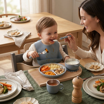 6 In 1 Silicone & Steel Baby Feeding Set