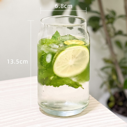 Elegant Leather Sleeve Glass Mug With Lid & Straw