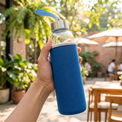 Elegant Glass Water Bottle With Protective Sleeve 500ML