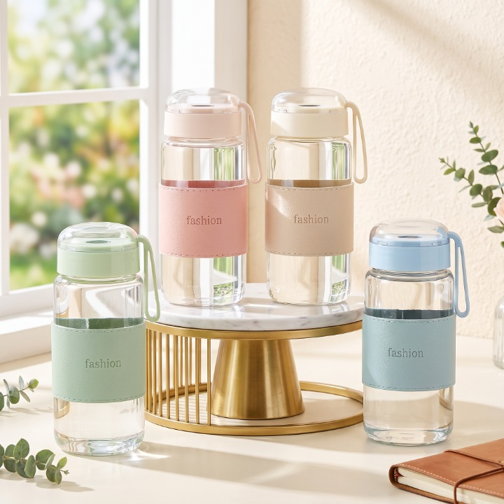 Elegant Double Wall Glass Water Bottle 340ML