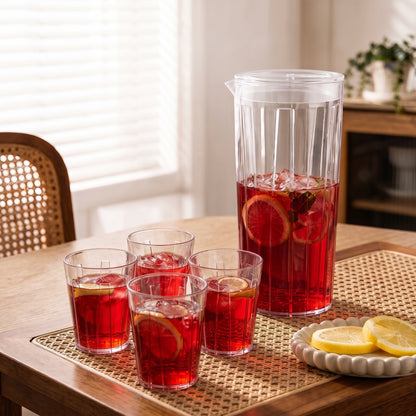 5PCs Acrylic Water Bottle & Glass Set