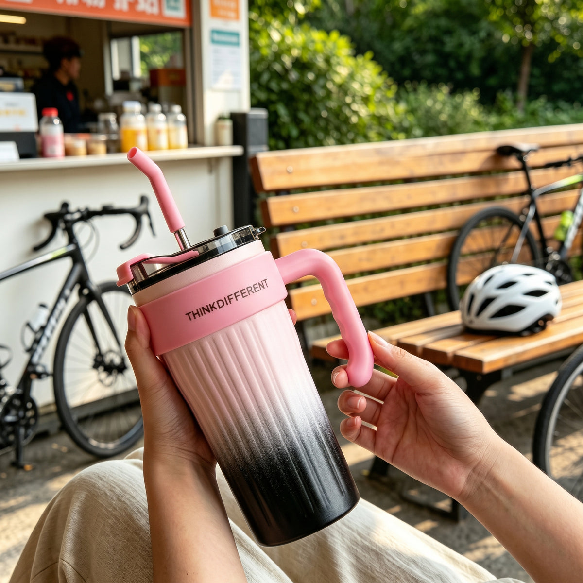 Elegant Stainless Steel Tumbler With Metal Straw