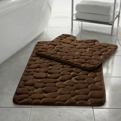 2PCs Anti-Slip Pebble Bath Mats