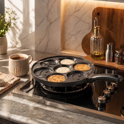 7-Slot Smiley Non-Stick Pancake Frying Pan