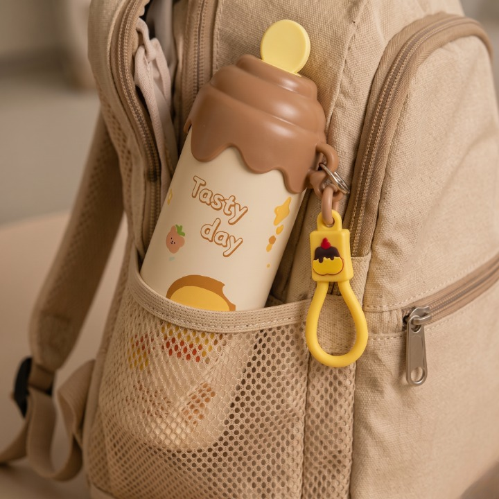 Stainless Steel Cartoon Water Bottle With Straw