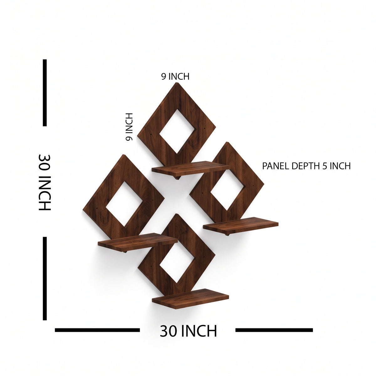 4PCs Wooden Geometric Wall Shelf