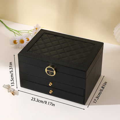 Luxury 3-Layer Jewelry Organizer Box