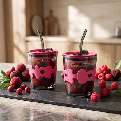 Glass Water Cup with Straw 350ML