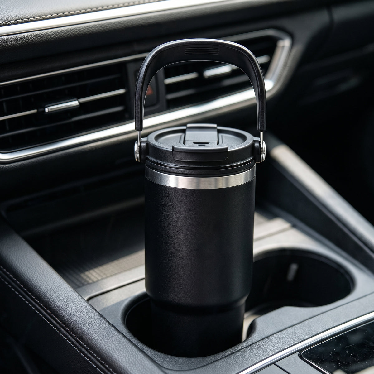 Stainless Steel Tumbler With Handle & Straw 890ML