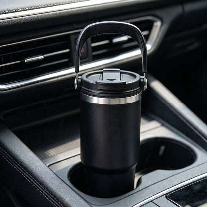 Stainless Steel Tumbler With Handle & Straw 890ML