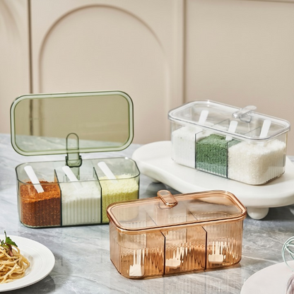 3-Section Kitchen Spice Storage Box