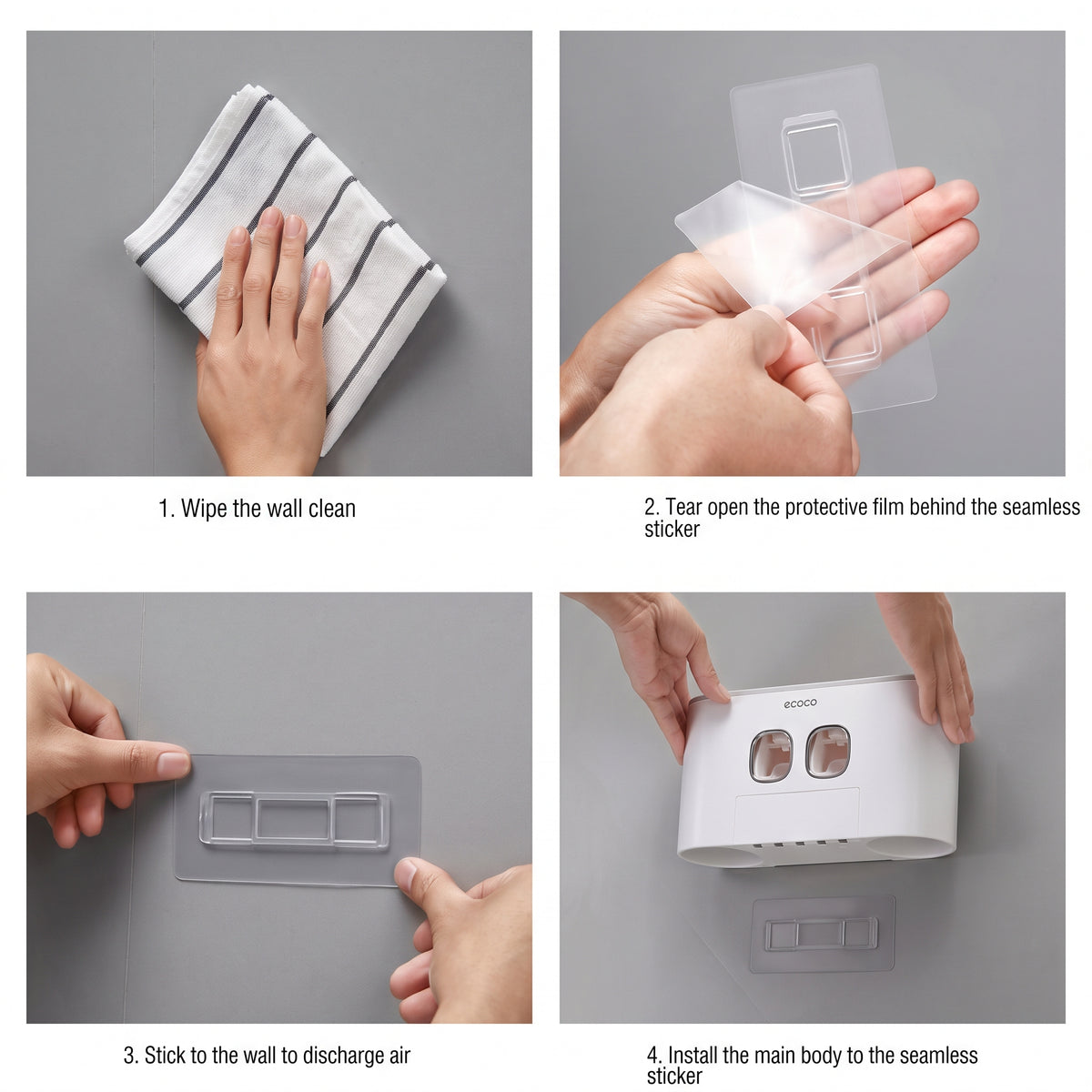 Wall Mounted Toothpaste Dispenser & Toothbrush Holder