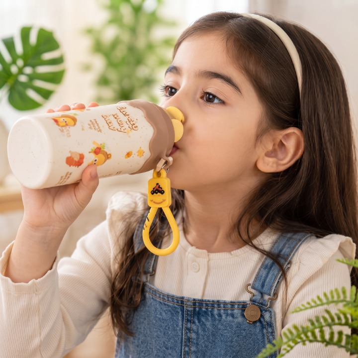 Stainless Steel Cartoon Water Bottle With Straw