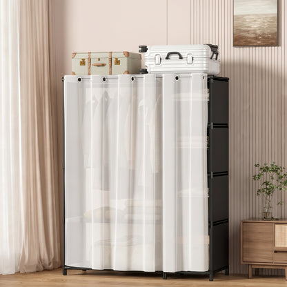 Portable Fabric Wardrobe With Dustproof Cover