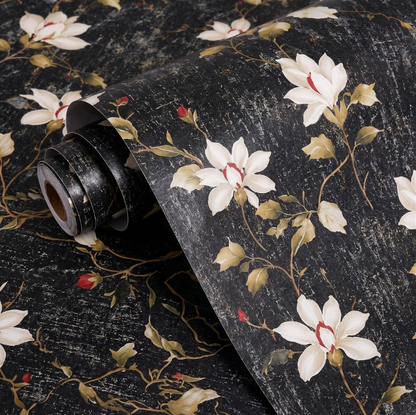Self Adhesive Black Floral Marble Sheet