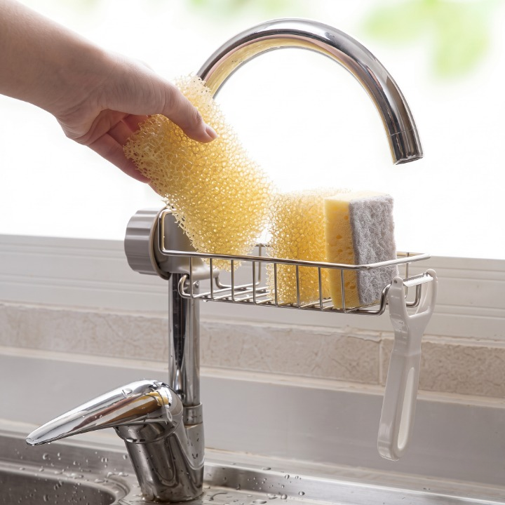 Stainless Steel Sink Sponge Holder Storage Rack