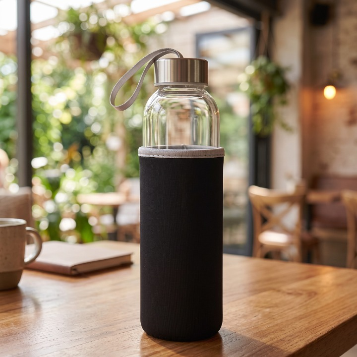 Elegant Glass Water Bottle With Protective Sleeve 500ML