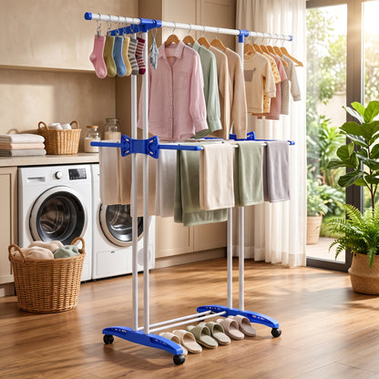 Portable Folding Clothes Drying Rack With Wheels