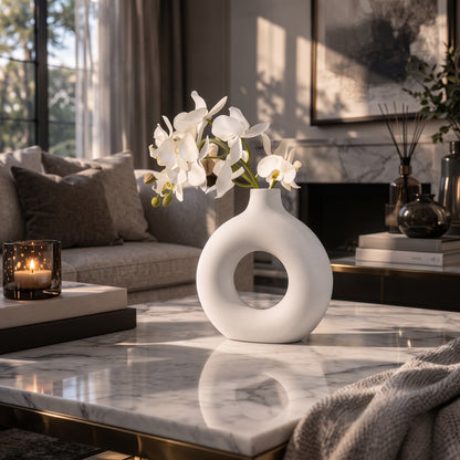 Elegant Donut Shape Ceramic Flower Vase