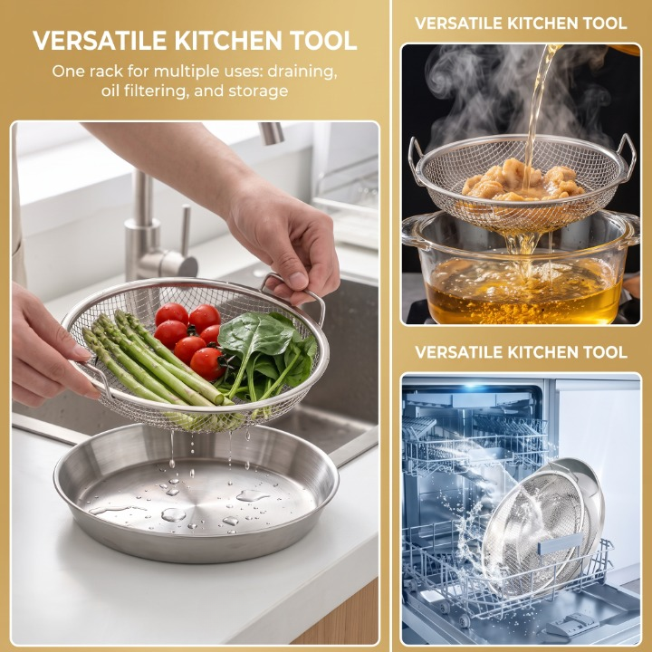 Stainless Steel Round Mesh Frying Basket