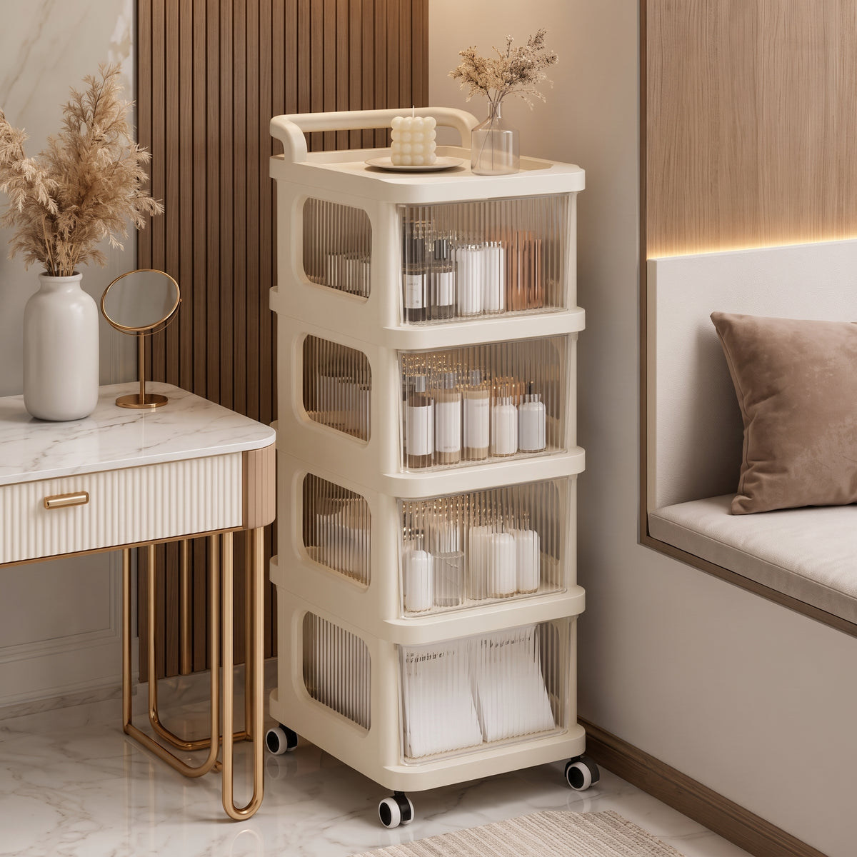 4 Layer Rolling Storage Organizer Cabinet With Wheels