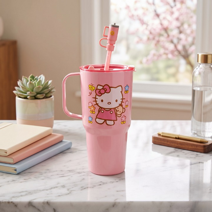 Printed Plastic Dip And Drink Straw Tumbler (Random Design)