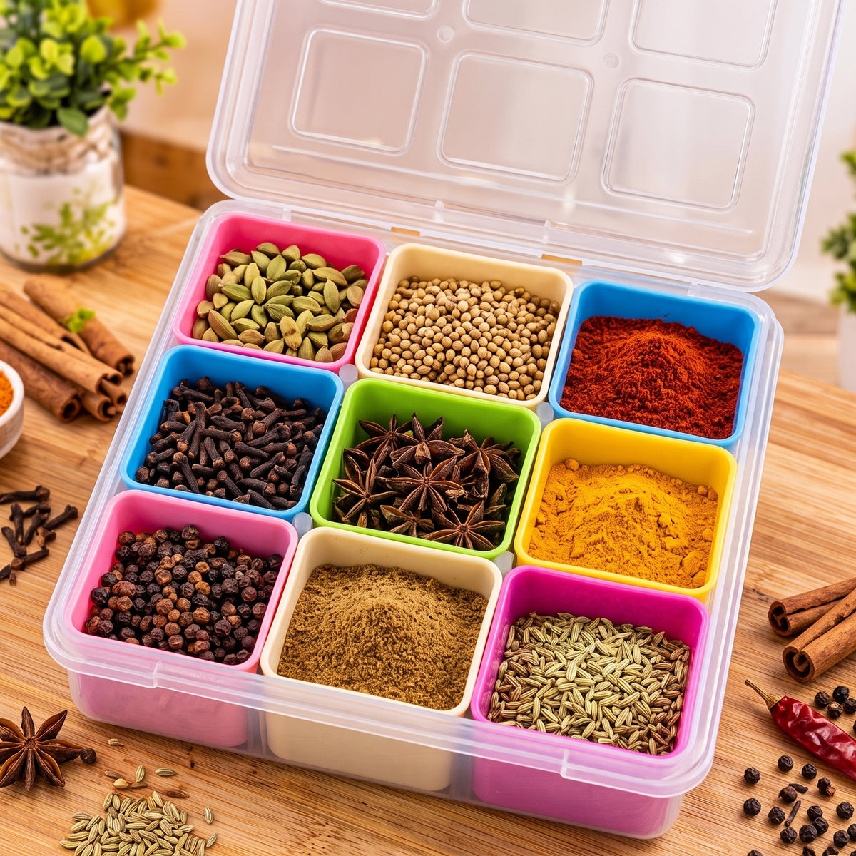 9PCs Masala Spice Storage Box