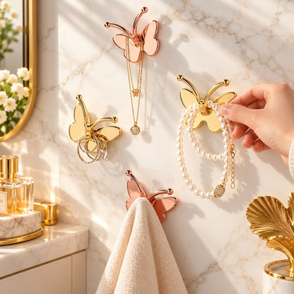 Elegant Butterfly Adhesive Metallic Wall Hook