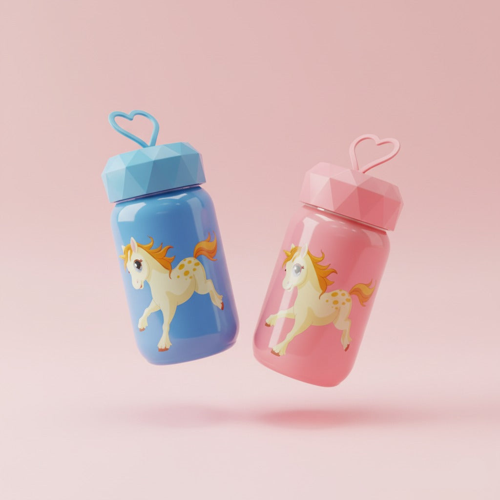 Cute Unicorn Glass Water Bottle for Kids