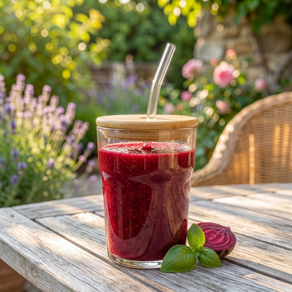Elegant Stackable Glass Mug With Wooden Lid