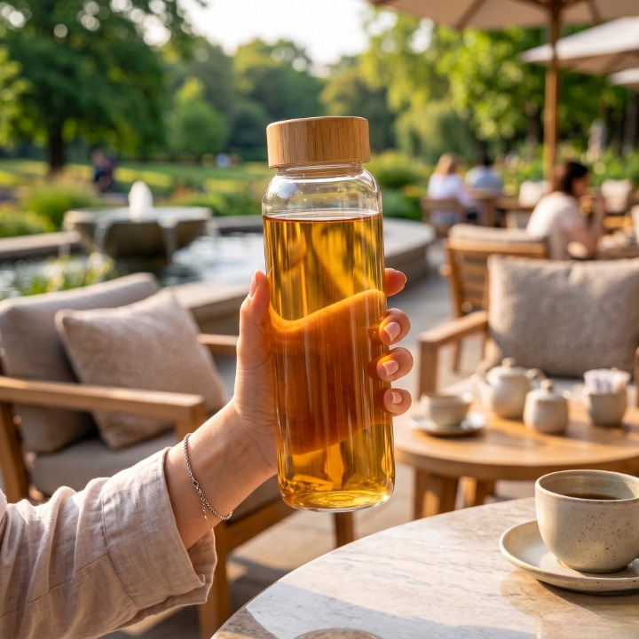 Elegant Glass Bottle With Wooden Cap 550ML