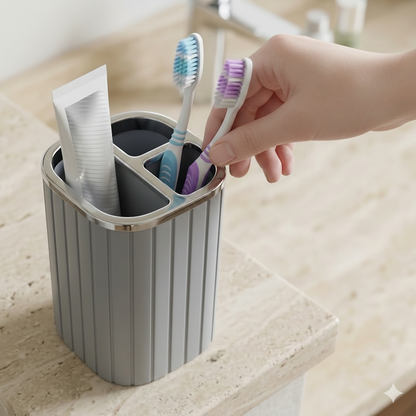 Bathroom Storage Toothbrush Holder with 3 Divider