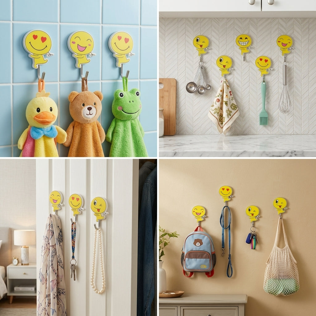 9PCs Emoji Self-Adhesive Wall Hook
