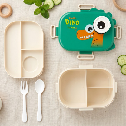 Portable Dino Cartoon Kids Lunch Box