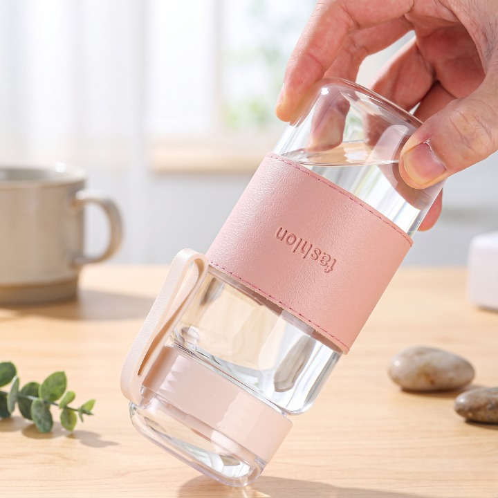 Elegant Double Wall Glass Water Bottle 340ML