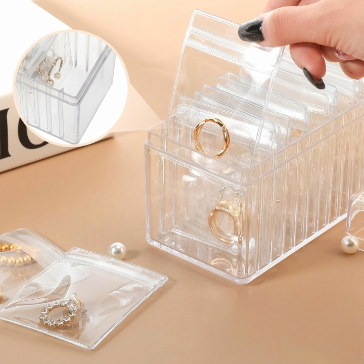 Transparent Acrylic Jewelry Box With 20 Pouches